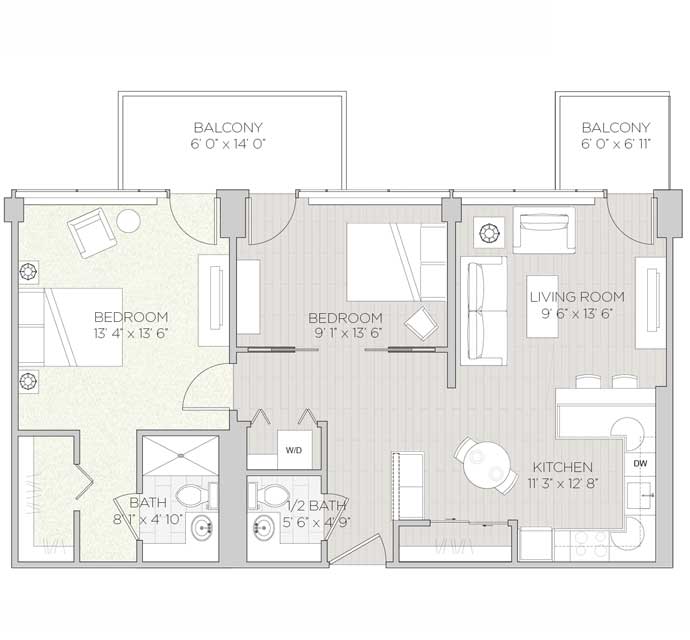 Two bedroom floor plan